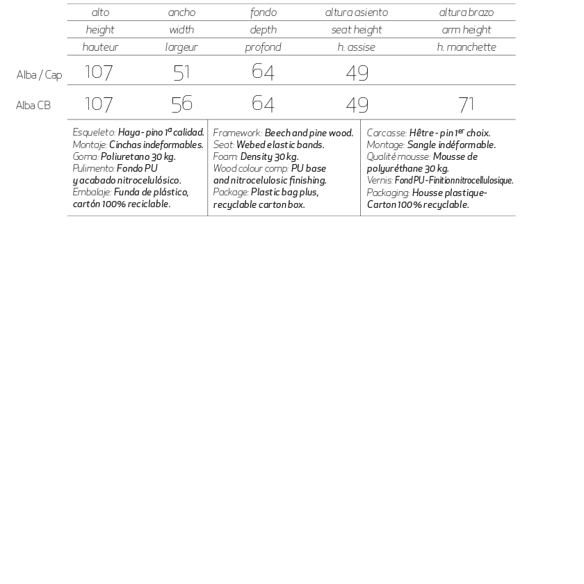 Info Chairs Alba-3 / CB / Cap Lujosa