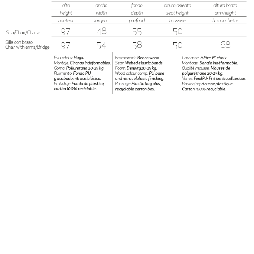 Info Sillas Mod. 8 Lujosa
